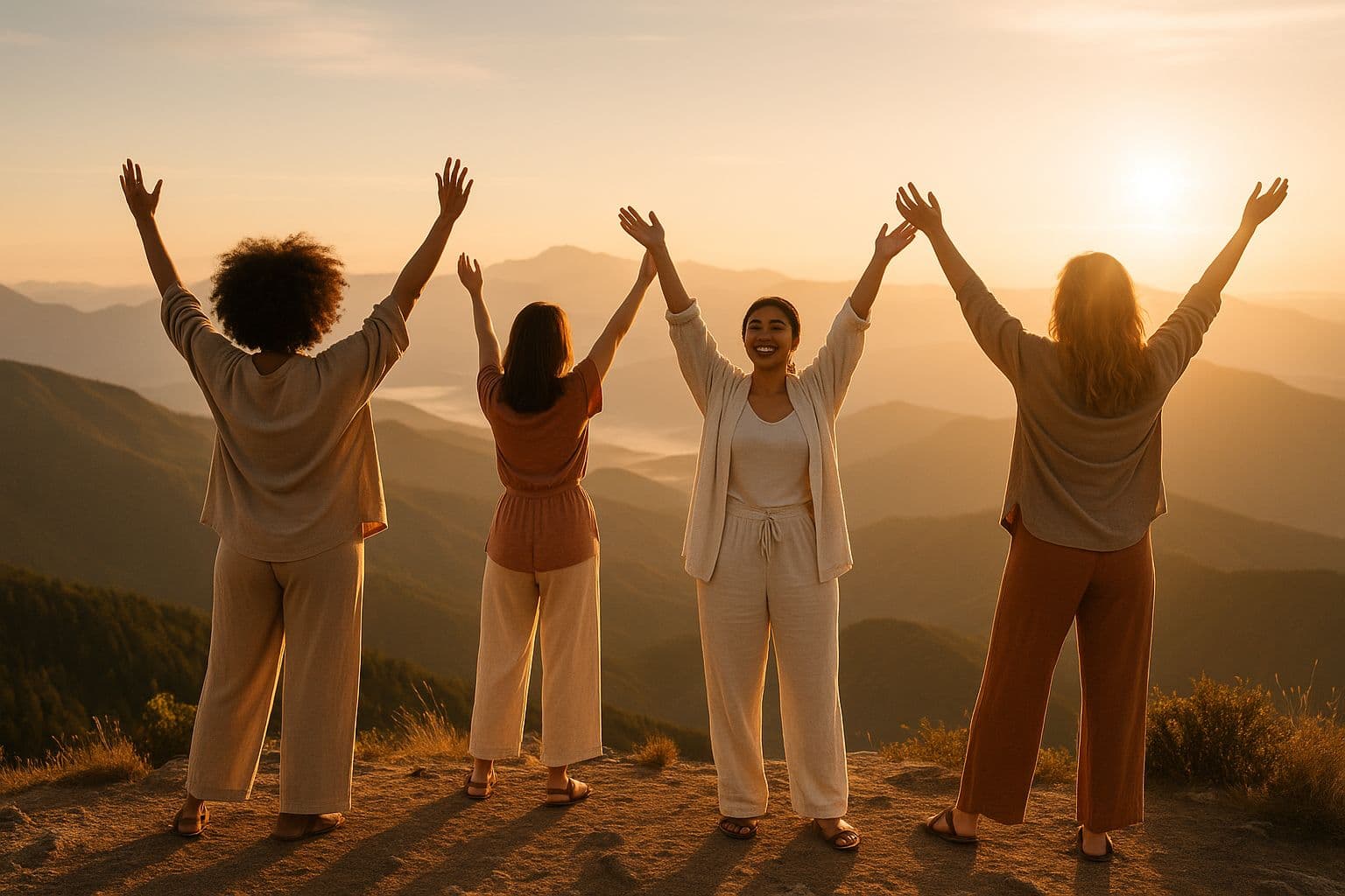 Empowered women on mountain top